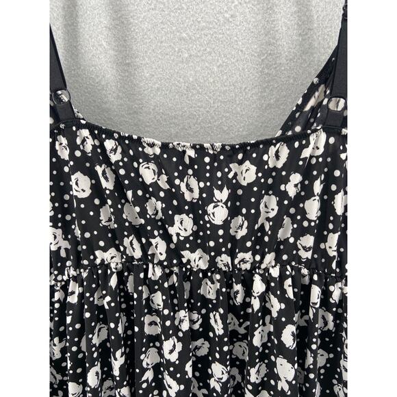 Cacique Gown Lingerie Women’s Sz 26/28 Plus Black White Floral Bow Faux Wrap - Picture 10 of 12